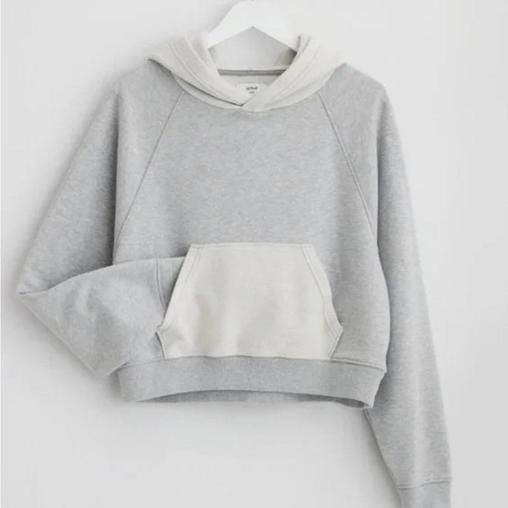 Aerie Inside Out Gray Lounge Cropped Hoodie